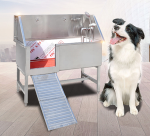 Estación de lavado de <span class=keywords><strong>perros</strong></span> de tamaño personalizado de fábrica, grifo con rampa, alta calidad, acero inoxidable 304, gran lujo, interior, bañeras para mascotas - Product Image 3