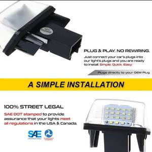 2 Luces LED Canbus para Matrícula, <span class=keywords><strong>Bombillas</strong></span> para Peugeot 206 207 307 308 406 407 <span class=keywords><strong>Citroen</strong></span> C3 <span class=keywords><strong>C4</strong></span> C5 BERLINGO SAXO XSARA - Product Image 3