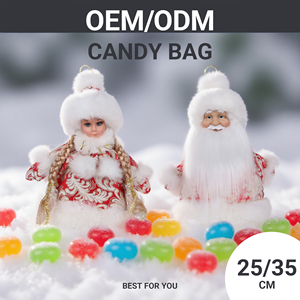 SOTE 25CM <span class=keywords><strong>Ded</strong></span> <span class=keywords><strong>Moroz</strong></span> et Snegurochka russes en tissu et coton PP, seaux à bonbons rouges, collection de cadeaux de Noël, cadeaux pour enfants - Product Image 2