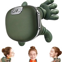 Oreiller de massage du cou sans fil avec doigts en silicone souple, airbag et tête vibrante pour une relaxation profonde
