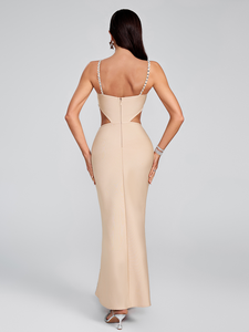 Vestido Midi Bodycon Feminino com Alça de Strass, Vestido de Festa Sexy com Recortes, Vestido de Coquetel Preto Sem Mangas, Atacado OEM - Product Image 6