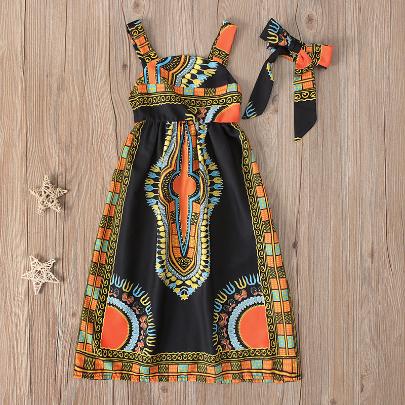 Children African bohemian style clothes sleeveless toddler girls clothing outfits