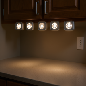 5 Luces LED con Sensor de Movimiento para Debajo del Gabinete, Funcionan con Batería, Luz Blanca 5000K, Diseño Minimalista, Montaje en Superficie - Product Image 2