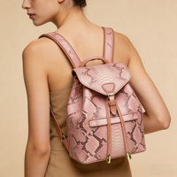 Sac à dos de luxe pour femme en cuir véritable violet à texture serpent, idéal pour le shopping décontracté, avec échantillons gratuits et support OEM/ODM