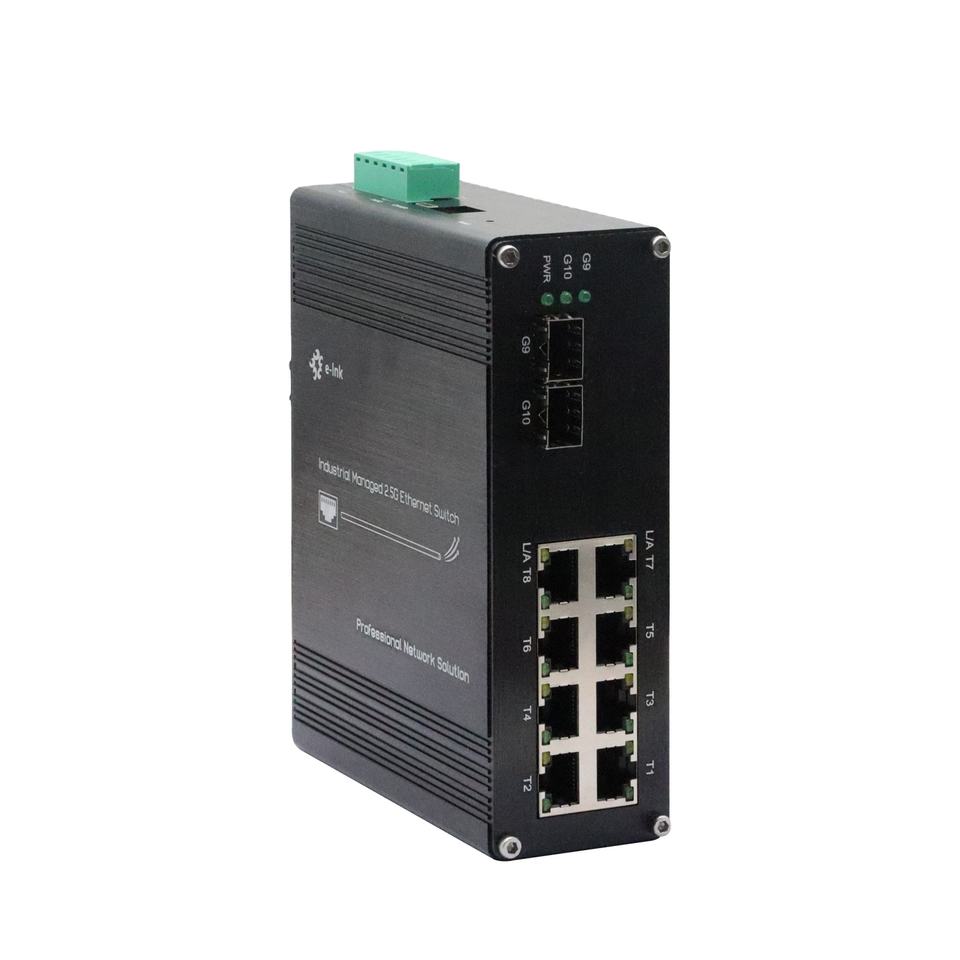 Industrial Managed 8-Port Gigabit and 2.5G Ethernet Switch with 2-Port 1.25G/2.5G/10G SFP+ Fiber Uplinks
