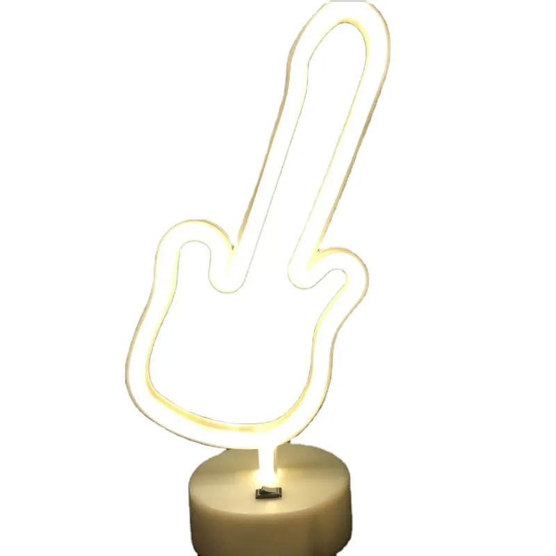 New neon shape with 3XAA batteries star shape led christmas guitar leaf shaped light