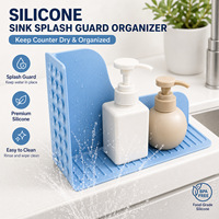 Lot de 2 protections anti-éclaboussures en silicone pour douche, sans adhésif, bloqueur d'eau pour baignoire avec ventouses pour coin de salle de bain