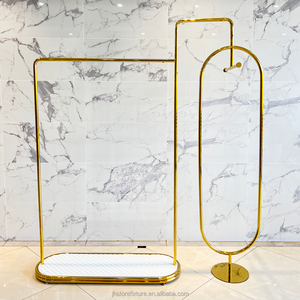 Custom Shiny Golden Luxury Stainless Steel Clothes Hanger <strong>Floor</strong> Standing With <strong>Display</strong> <strong>Racks</strong> for Store - Product Image 5