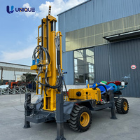 Foreuse diesel à circulation inversée haute vitesse, diamètre 200 mm, avec pompe moteur, montée sur remorque, sur roues, pour puits d'eau et forage de roche