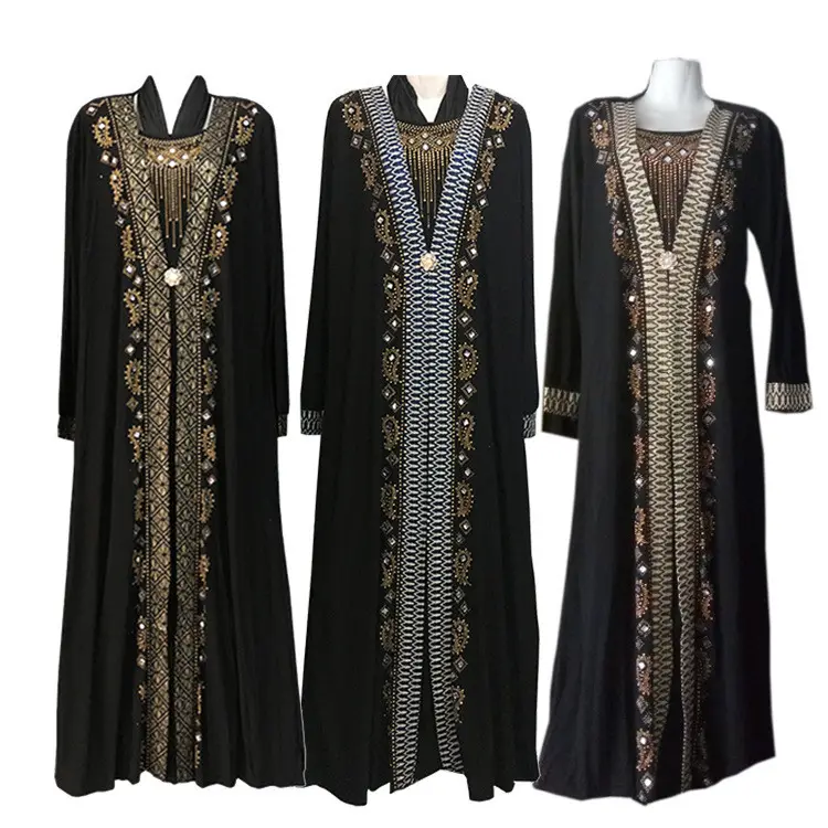 Midden-Oosten Goud Roze Gestreepte Islamitische Kleding Vrouwen Gewaad Africaine Moslim Abaya Gewaad Femme Kaftan Ramadan Bidgewaad