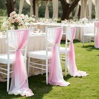 Nœuds de chaise de mariage en mousseline de soie, drapés décoratifs pour allée, nœuds papillon en tissu sans plis, attaches pour chaises de mariage