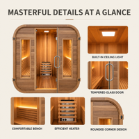 Sauna extérieur PLOUTARA en bois de pruche, cabine à coins arrondis, poêle à sauna, porte vitrée, OEM, pour salle de sport, villa, complexe hôtelier, spa