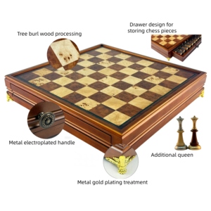 Juego de Ajedrez de Madera de Lujo de Alta Calidad en Oferta, 38*38cm, Ecológico, con Diseño de Cajón para Niños - Product Image 2