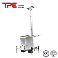 Tour d'éclairage solaire mobile à 2 panneaux solaires avec projecteurs LED 300W IP23 et remorque pour travaux routiers