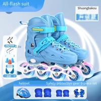 Sunisif New Outdoor Kids Patins à roulettes légers avec roues en PU clignotantes Patins à roues alignées réglables pour enfants et adolescents