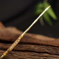 Épingle à Cheveux Polyvalente en Métal, Outil à Thé, Longue Poignée, Écologique, Exquise, Inspirée de la Nature, Cadeau pour Femme, Finition Antique, Cuivre Massif