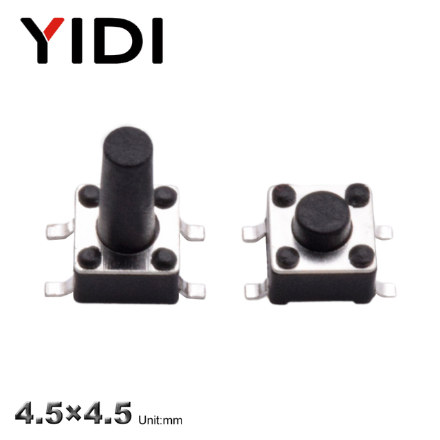 4.5x4.5 SMD Miniature Momentary Tact Switch Metal & Plastic Panel PCB Reset Push Button Tactile Switch