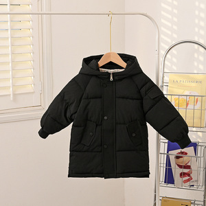 Ventes chaudes d'hiver, vestes à capuche pour adolescents, couleur unie, fermeture éclair, longs manteaux en duvet pour enfants, garçons et filles - Product Image 2