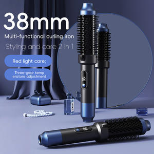 Cepillo Térmico de 38 mm, Cepillo Rizador Calentado, Rizador de Cerámica, Cepillo Redondo Calentado para Dar Volumen, Peine Rizador de Pelo con Luz Roja para Viaje - Product Image 1
