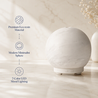 Diffuseur d'arômes en résine avec éclairage 7 couleurs, décoration sphérique pour la maison, la chambre, le salon, le bureau