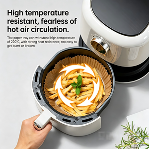 Papier de cuisson pour friteuse à air, grande capacité, ajustement parfait, 100 pièces, résistant à la graisse, antiadhésif, revêtement silicone, 5-7QT, nettoyage facile - Product Image 5