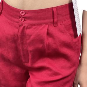 Conjunto de Shorts de Lino de Color Sólido con Cierre y Botones para Mujer, Nueva Moda de Verano, Colores Personalizables - Product Image 3