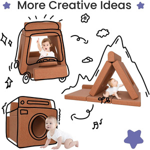 Modular Children's <b>Sofa</b> With High Density Foam 10 Piece Set For Ages 2 To 4 Years Unisex Fabric Furniture Toy - Product Image 4