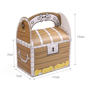Portable Mini Folding Wood Grain Paper Treasure Chest Storage Box <strong>Party</strong> Favors Chocolate <strong>Sweets</strong> Box Packing Pirate Gift Boxes - Product Image 4