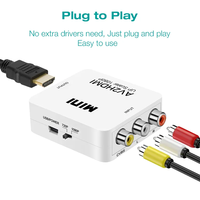 Convertidor AV a HDMI 1080P, Adaptador RCA a HDMI Mini AV2HDMI, Sincronización de Audio y Video Compuesto CVBS para PS2/3, Xbox, VHS, VCR, Juegos Retro