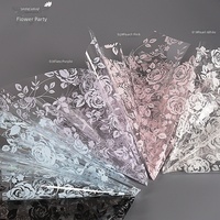 Papier d'emballage transparent imperméable à l'eau avec imprimé de roses, style coréen, feuille d'emballage pour bouquet, fournitures pour fleuristes, vente en gros