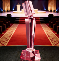 Trophée de chant en cristal K9 rouge personnalisé avec logo, pour concours de microphones et de présentateurs, vente en gros, haute qualité