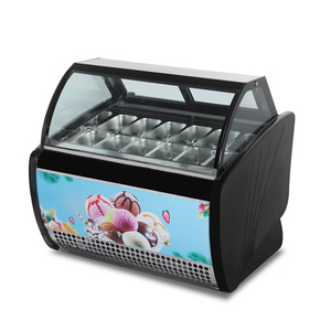 Glass Top Refrigerated <strong>Silver</strong> Multi Plate Curved Ice Cream Display <strong>Freezer</strong> - Product Image 3
