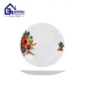 8.5 Inch Customized Printing Design Soup Plate House Kitchen Usage White Opal Dish Wholesale Cheap Bulk Packing Tableware Dish