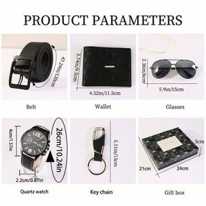 Luxury High Quality Mens <b>Gift</b> <b>Set</b> Wholesale Corporate Business Accessories Wallet Belt Watch Pen Keychain <b>Gift</b> Box Anniversary - Product Image 6