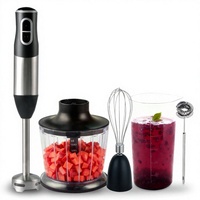Mixeur Plongeant Électrique Portable 2-en-1 avec Hachoir, Lames en Acier Inoxydable pour Cuisine Domestique