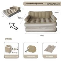 Sofa Bed Tiup Portabel 2-in-1 Kasur Lipat Inflasi Otomatis Penutup Komposit Kain PVC untuk Berkemah Festival Musik