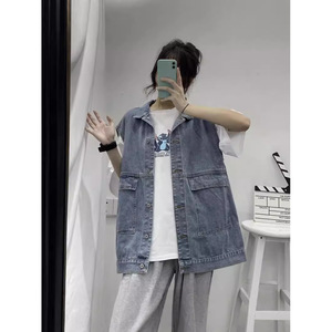 เสื้อกั๊กยีนส์สไตล์เกาหลีฮิโรมิใหม่สำหรับฤดูใบไม้ผลิฤดูใบไม้ร่วง2025แจ็คเก็ตสตรีทชุดทำงานเสื้อโค้ททรงหลวมเทรนด์แฟชั่นเซเลบซิงเกิ้ล - Product Image 5
