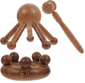 Ahşap kafa masaj herramientas de masaje para terapia de madera Acupoint rahatlatıcı ahşap terapi masaj araçları satılık