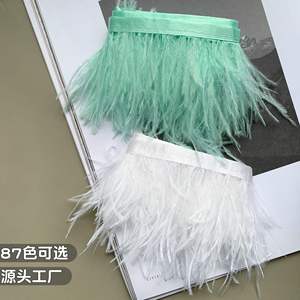 Bande de dentelle à bordure en <span class=keywords><strong>plumes</strong></span> d'autruche Yiwu, couleur unie, 8-10 cm, pour ourlet de manchette de vêtement, accessoires de confection DIY - Product Image 4