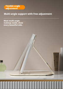 Xách tay thông minh Led trang điểm Vanity gương kính vuông với điền ánh sáng ba màu gấp cho máy tính để bàn ký túc xá hoặc sử dụng nhà - Product Image 2