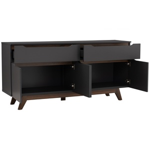 Aparador Industrial MANDO 1.6M en Negro Nogal, Mueble Buffet Robusto para Oficina Profesional, Salón y Comedor Urbano - Product Image 2