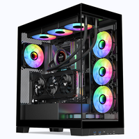 Gabinete de PC para Gaming SAMA Semitorre ATX de Escritorio con Panel Lateral Doble de Vidrio Templado y Ventiladores RGB