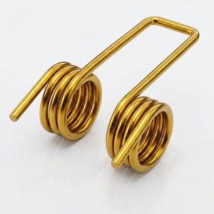 Ressort de torsion double en acier inoxydable <span class=keywords><strong>T1</strong></span> personnalisé avec finition plaquée or PVD pour clips de quincaillerie, vente en gros pour usines de machines - Product Image 1