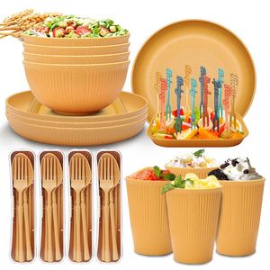 Ensemble de vaisselle 48 pièces pour la maison, comprenant des bols, des assiettes, des tasses, résistant au micro-ondes, couverts portables, ensemble cadeau pour étudiants - Product Image 6
