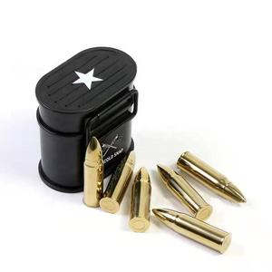 리볼버 베이스 실버/골드 재사용 친환경 아이스 큐브용 총알 모양의 스테인리스 스틸 6 개 세트 - Product Image 1