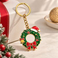 Porte-clés en émail personnalisé, pendentif cloche et nœud guirlande de Noël, en métal moulé sous pression, fournisseur OEM de cadeaux promotionnels en gros