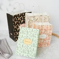 Sacs en papier kraft recyclables faits à la main Yisheng avec impression de logo personnalisé et poignée marron pour cadeaux de lait, bonbons, anniversaires - Taille personnalisée