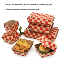 Emballage en papier pour la restauration rapide à emporter, boîtes à hamburger personnalisées imprimées, grandes boîtes à collation, boîtes à dîner, nouveau design de boîte à hamburger