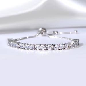 Fashion <b>Bracelet</b> Jewelry Sparkle CZ Zircon <b>Drawstring</b> 18K Gold Plated Trendy Tennis Chain <b>Bracelet</b> for Women - Product Image 3