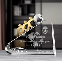 Trophée personnalisé en verre K9, plaque en cristal, forme personnalisée, sublimation, gravure laser, personnage métallique, balle, entreprise, gravure, thème sportif
